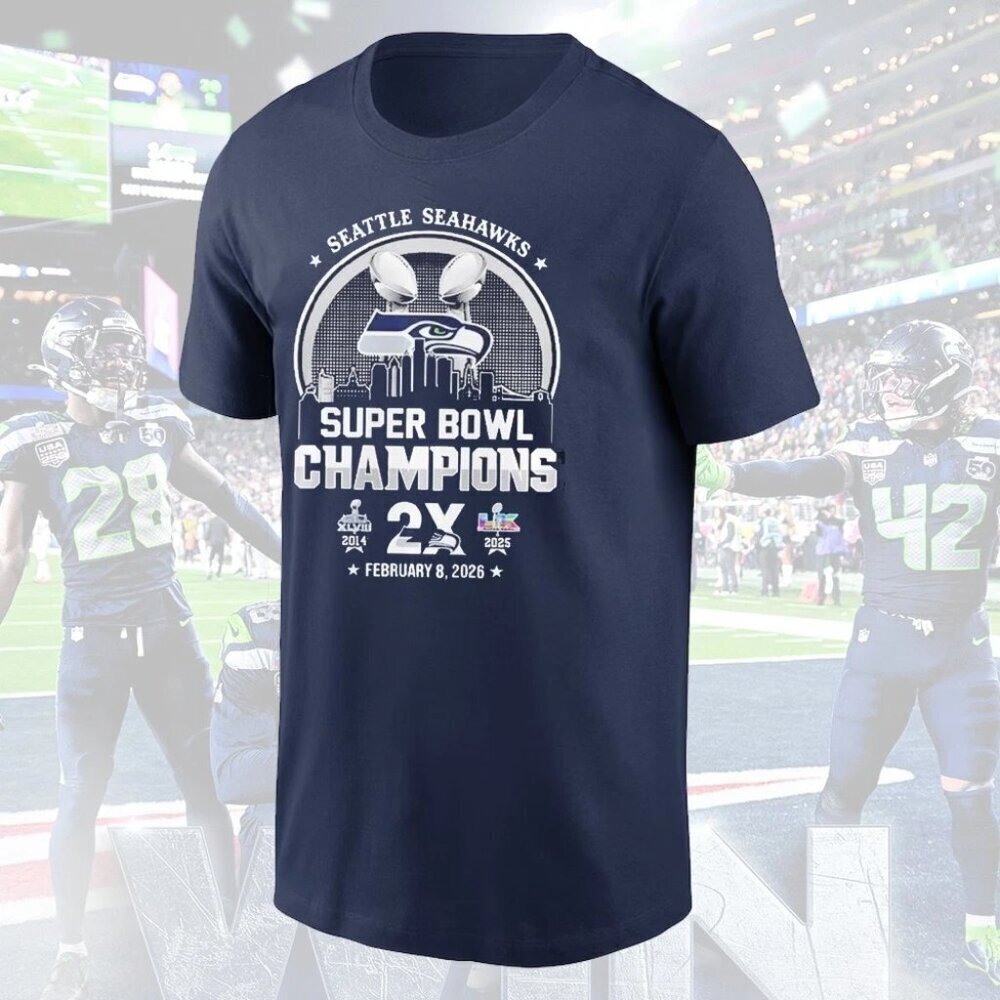 Seattle Seahawks 2 Times Super Bowl LX Champions 2026 Fan Gift Shirt .